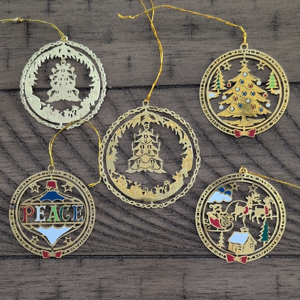 Gold and Multicolor Holiday Ornaments Set